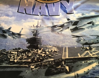 Fleece Fabric Blanket Fabric Panel Navy Airplane Fabric Size 50" Long X 62" Wide #4156