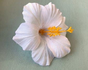 White Hibiscus Hair Flower - Pinup, Retro, Rockabilly Tropical Hair Clip - Hawaiian Flower - Tiki Hair Clip