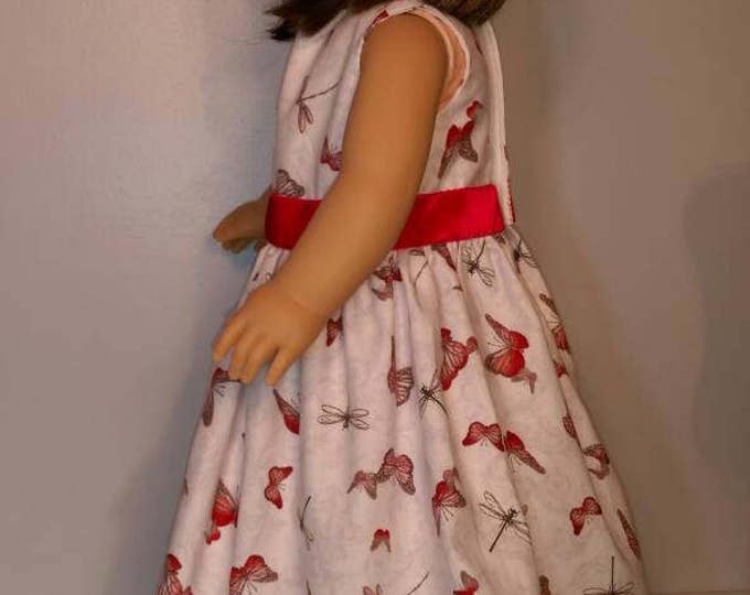 Sleeveless summer butterfly print doll dress fits 18 inch dolls delicate butterflies party dress