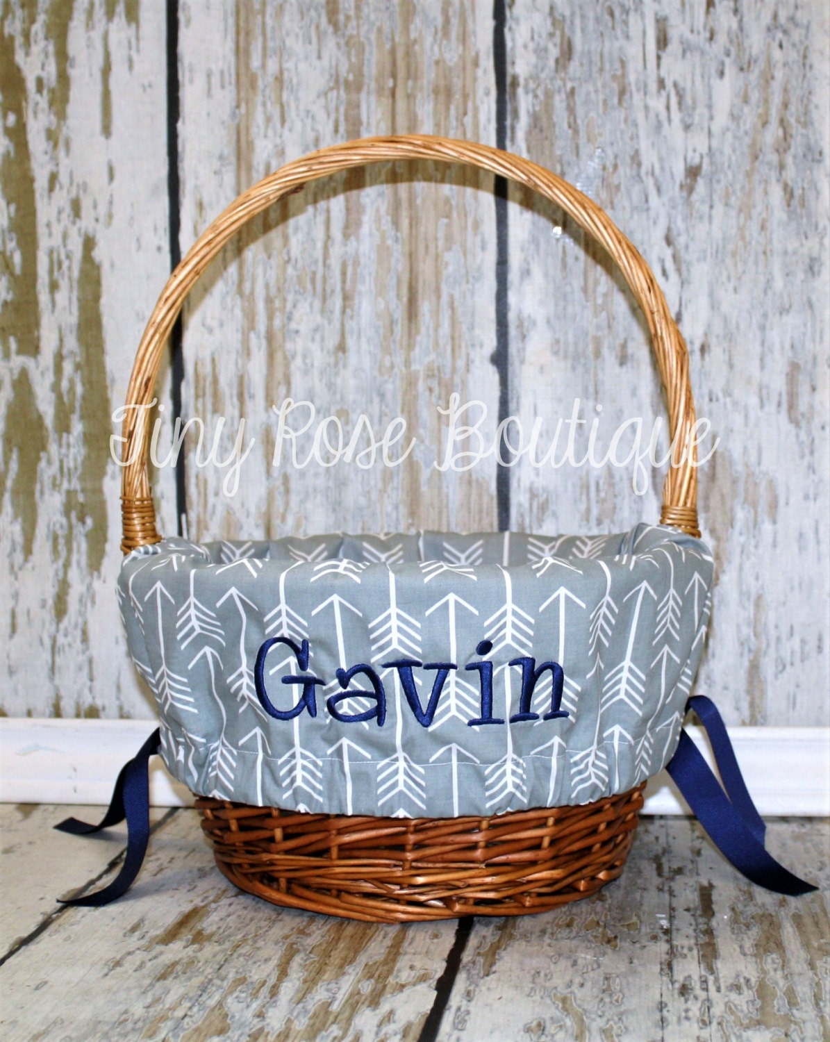 Personalized Easter Basket Liner Grey Arrow
