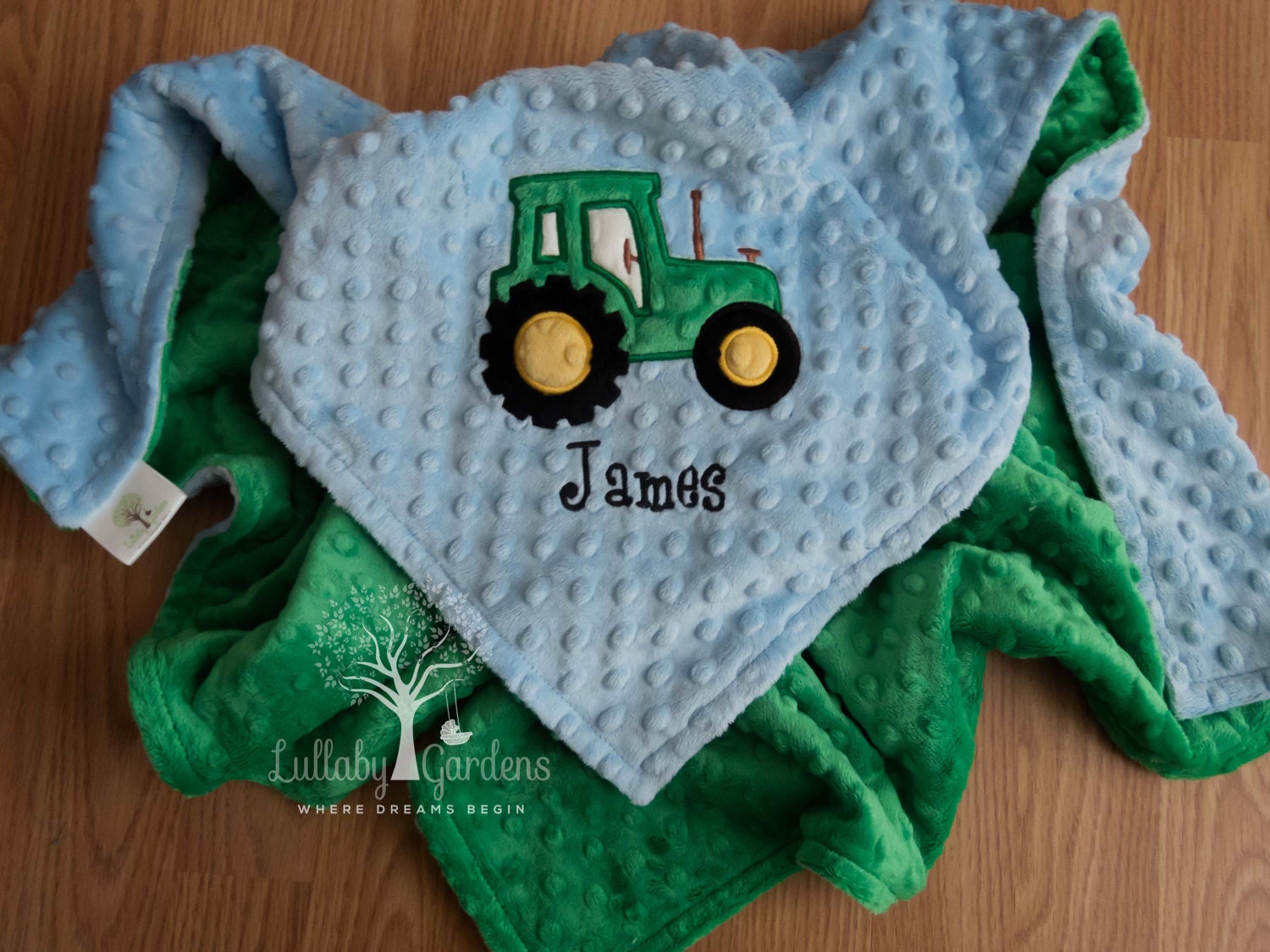 Tractor Personalized Minky Baby Blanket Personalized Minky