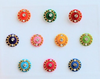 Round Studded Bindi Indian Dots Bollywood Body Art Wedding & Bridal