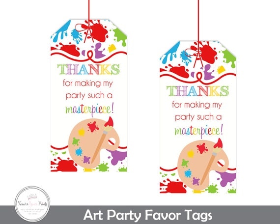 Art Party Favor Tags, Art Party Thank You Tags, Art Party Gift Tags, Printable Art Party Favors, Art Birthday Party, Painting Party Favors Il_570xn