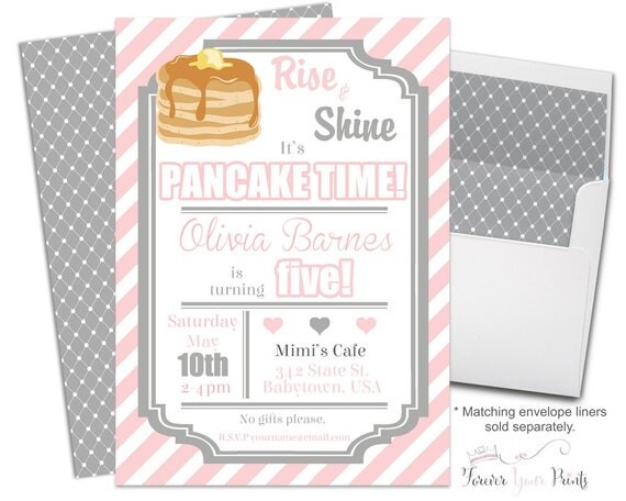 Pancakes and Pajamas Invitation, Pancakes and Pajamas Birthday, Girls Pancake Party Invitation, Pancake Invitation, Sleepover Invtation Il_570xn