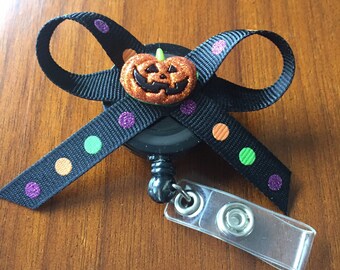 Halloween badge holder, halloween badge reel, nurse Badge holder, nurse badge reel, gift for nurse, retractable id badge holder