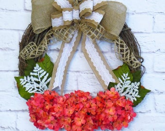 Summer Wreath, Hydrangea Wreath, Pink Hydrangeas, Pink Wreath