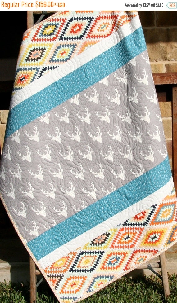 Aztec Baby Quilt Boy Girl Gender Neutral by SunnysideDesigns2