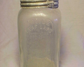 c1896 Choice Leaf Lard North Packing and Provision Co. Boston, Mass., A.G. Smalley & Co. Boson, Mass. ,Clear Canning Fruit Jar , SCARCE JAR