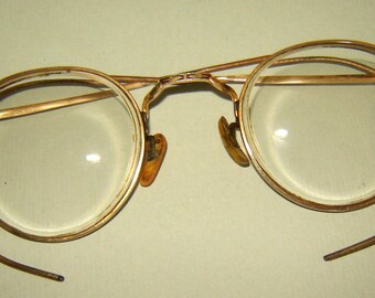 Antique Old Vintage Eyeglasses SPECTACLES Glasses GOLDPLATED Ornate