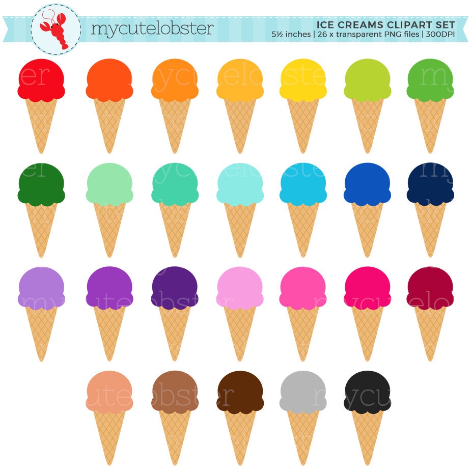 Download Rainbow Ice Creams Clipart Set clip art set of ice cream