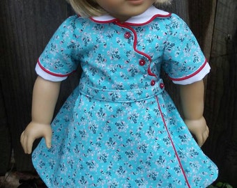 1930s Feedsack Birthday Dress for Kit, Ruthie, American Girl, My Twinn, 18 inch dolls