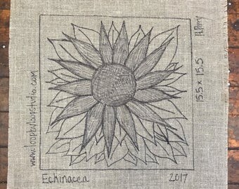 Echinacea - Original Hand Drawn Rug Hooking Pattern on Your Choice of Foundation