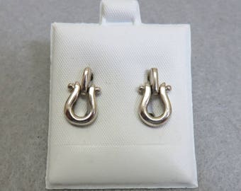 Vintage Sterling Silver Tiny Door Knocker Style Pierced Earrings