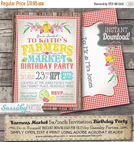 ON SALE Farmers Market Invitation - INSTANT Download - Editable ...