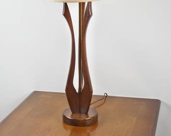 Danish modern lamp, Mid Century table lamp, Teak table lamp, Mid Century Modern
