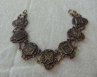 viintage french AA LYON bracelet tourist long 7-1/2 in. silver signed