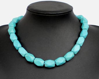 Hand-woven turquoise necklace, 3D section turquoise bead necklace wedding gift sister gift friends gift Statement necklace choker necklace