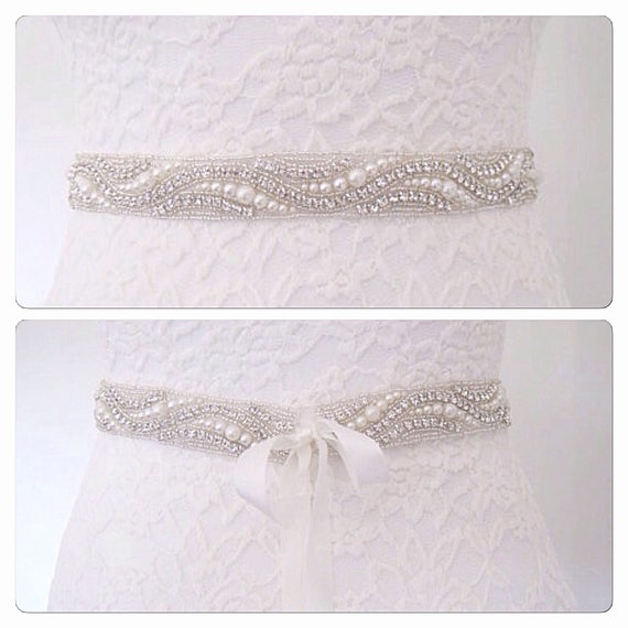 Pearl bridal sash belt pearl wedding dress belt