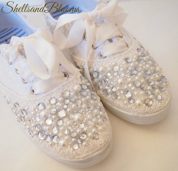Wedding Bridal Sneakers Tennis Shoes Chic Ivory Or White 