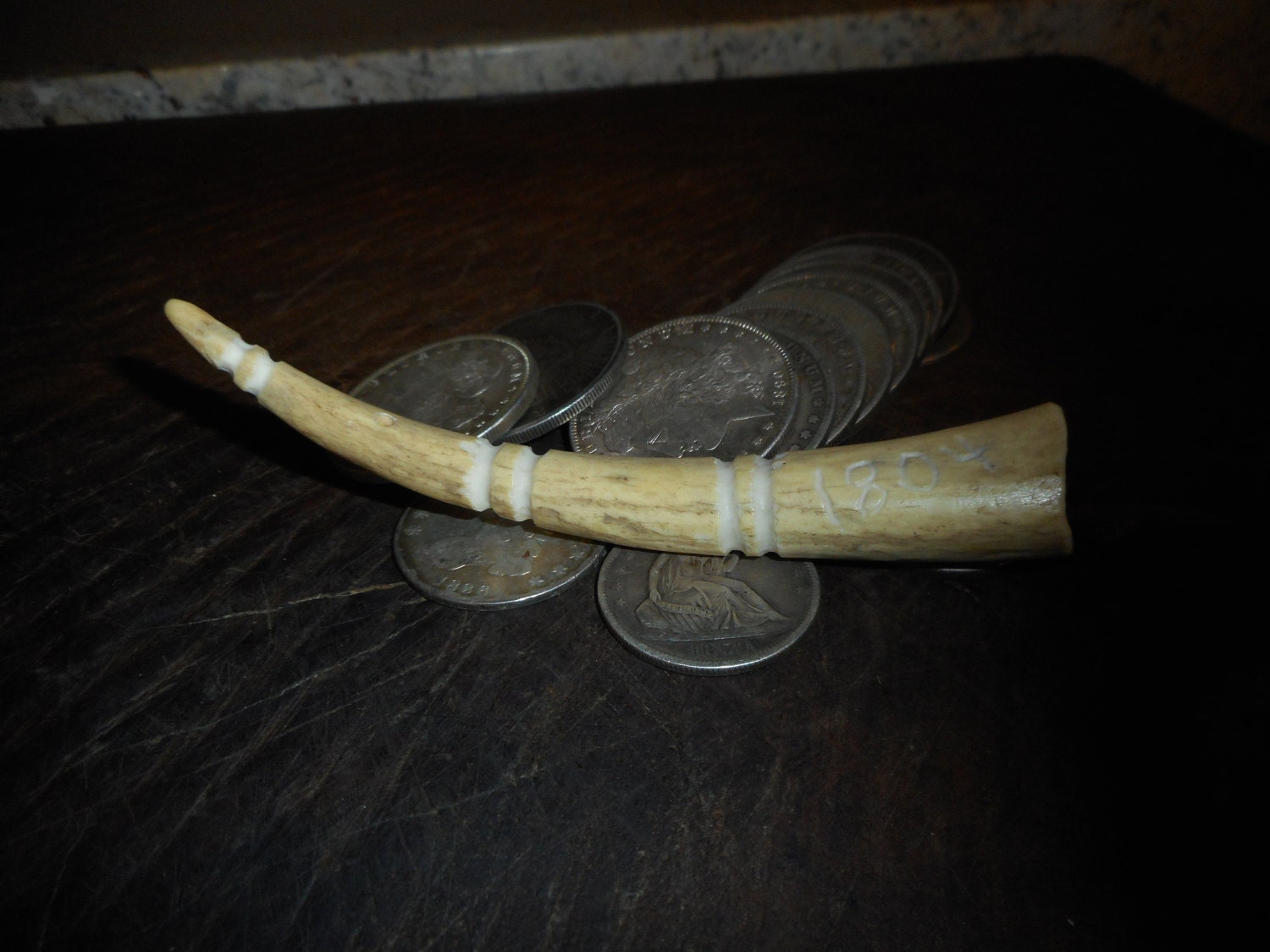 Hand Carved Antler Black Powder Measure 25gr Muzzleloading