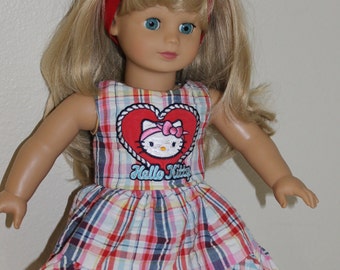 Hello Kitty dress and headband for 18 inch doll