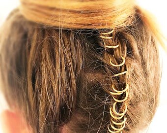 Hair rings, 15 pc set, boho jewelry, festival clothing, dreadlock jewelry, dreadlock cuffs, braid jewelry,
