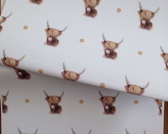 Highland cow wrapping paper, gift wrap, for cow lovers, for highland cow lovers, scottish cow, read description