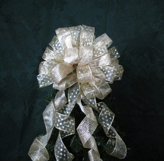 gold bow tree topper bow christmas bow gold bow tree topper bow christmas bow