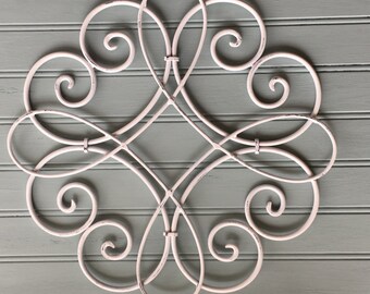 White Metal Wall Hanging / Metal Wall Decor / Decorative Wall Hanging / White Wall Decor /Swirled Metal /Outdoor /Round