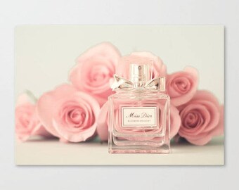 SALE, Fashion wall art, Miss Dior perfume print, blush pink wall art canvas art fashion art fashion canvas art large wall art blush art