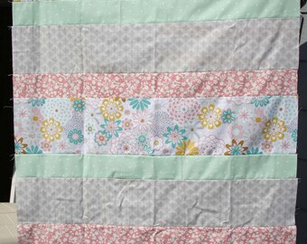 Quilt Top, Unfinished Quilt Top, Girl's Quilt, Girl's Quilt Top, Mint & Gray Quilt, Mint and Blush Quilt, Pastel Quilt, Pastel Quilt Top