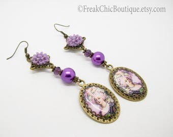 Marie Antoinette Earrings, statement Earrings, dangle earrings, altered art jewelry