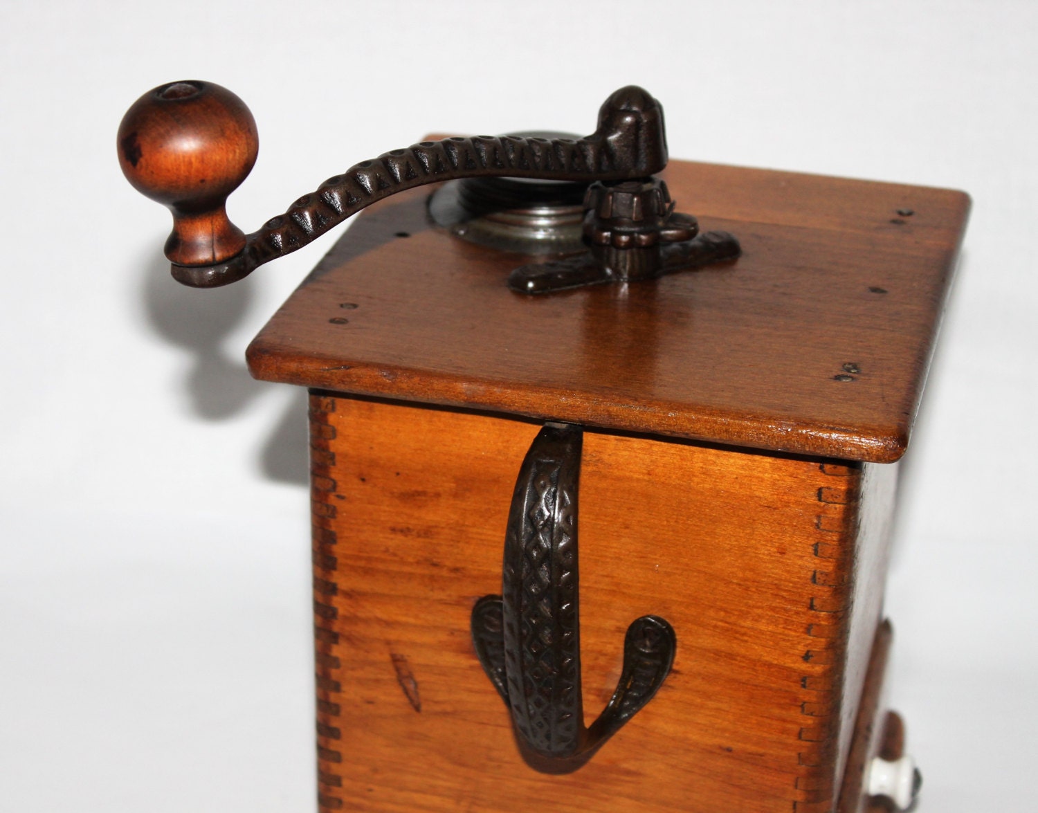 Antique 1905 Wooden Coffee Grinder, Coffee Mill