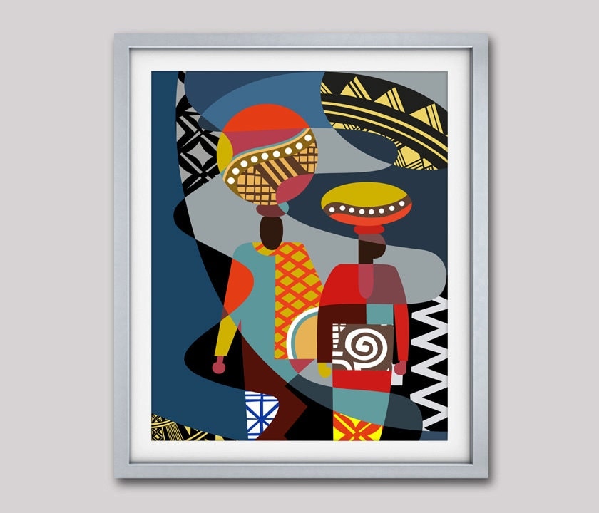 African Art Print African Abstract Painting African Woman