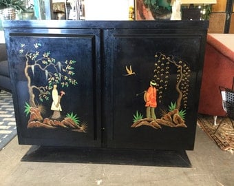 SALE Hollywood Regency Chinoiserie Bar Cabinet on Sale
