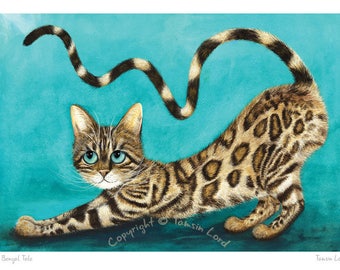 A Bengal Tale - Tamsin Lord Fun Feline Fine Art Print. Available Unmounted or Mounted and the Perfect Cat Lover's Gift