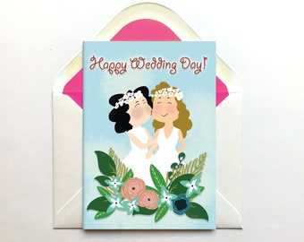Lesbian Wedding Card, Congratulations Card, Same Sex Card, Gay Wedding Gift, Wedding Day Card, Mrs and Mrs, For Bride, Queer Card, LGBT Card