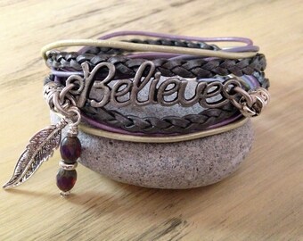 Motivational Quote Bracelet inspirational Leather Wrap Bracelet Boho Leather Wrap Positive Affirmation Birthday Gift for Her