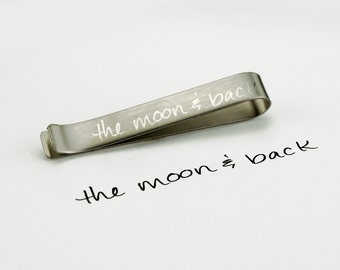 Father's day gift for men, Actual handwriting Tie Bar, Hidden message tie bar, Custom Tie Clip, Personalized Tie Bar, Tie Tack Accessories