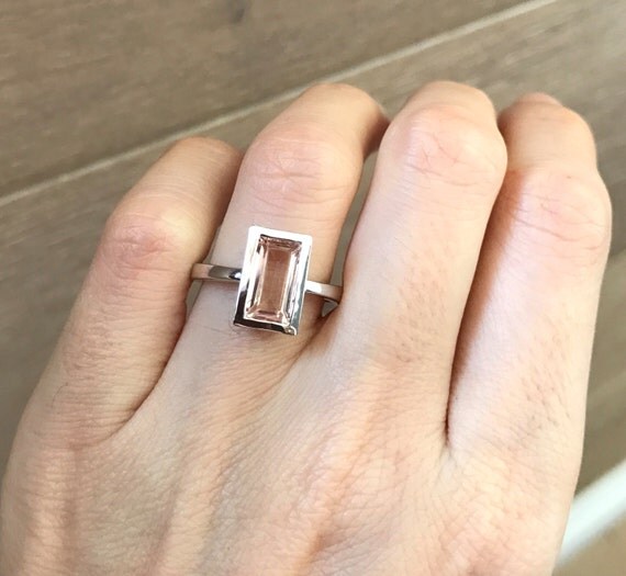 morganite rectangle engagement ring