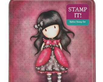 SANTORO - LADYBIRD GORJUSS GIRLs Stamp Set in a Tin with Stamp Ink Pad - In stock Now !