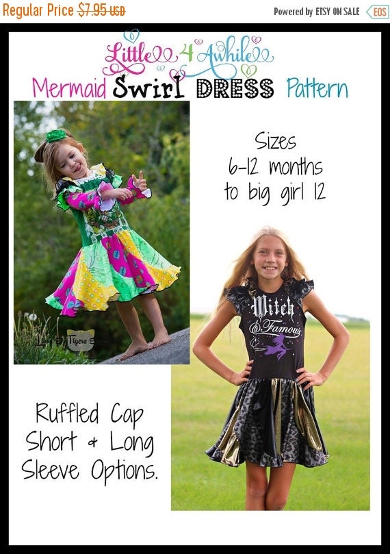 SALE Mermaid Swirl Dress PDF Sewing Pattern by ellieandmacdesigns