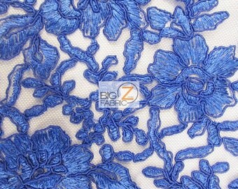 Destiny Floret Embroidery Lace Fabric - ROYAL BLUE - Sold By The Yard Prom Evening Dress Lace Decor Accessories Flowers