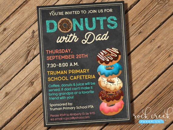 Donuts with Dad Invitation Preschool Daycare Elementary