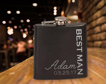 Flask/Engraved/Best Man/Groom Gift/Groomsmen/Bachelor Party/Father's Day/Flask/Color Choice/Personalized/FL00015