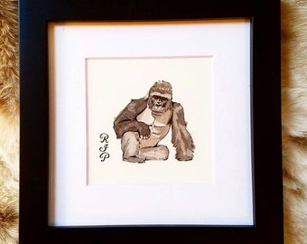 Harambe the Gorilla Mini Painting // Fathers Day Gift // RIP Harambe // Never Forget // Funny Artwork // Gifts for Him