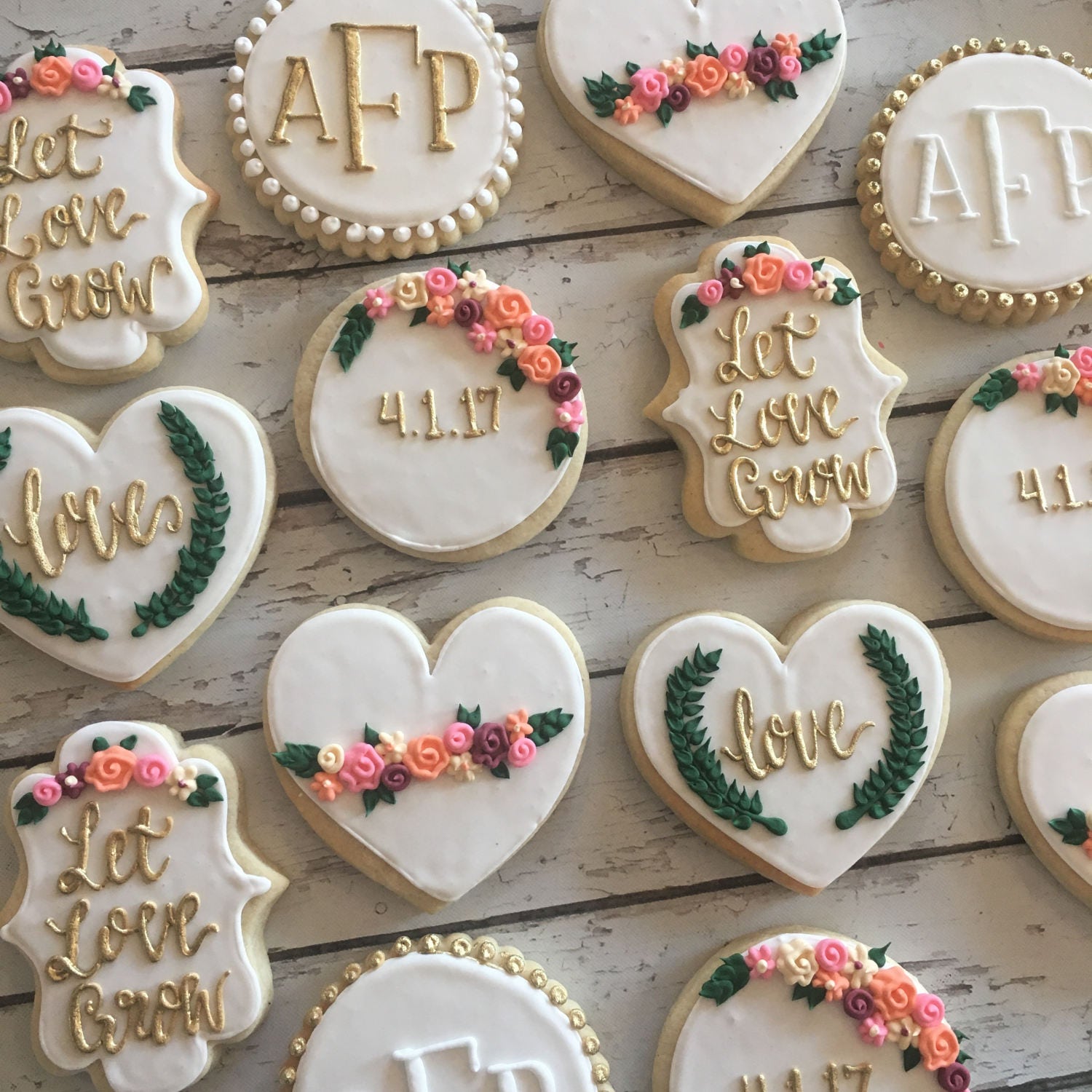 Let love grow bridal shower cookies