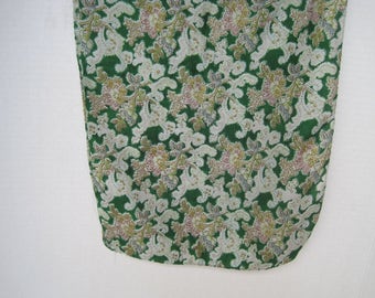 Vintage Silk Scarve Green Print Rectangle Scarve