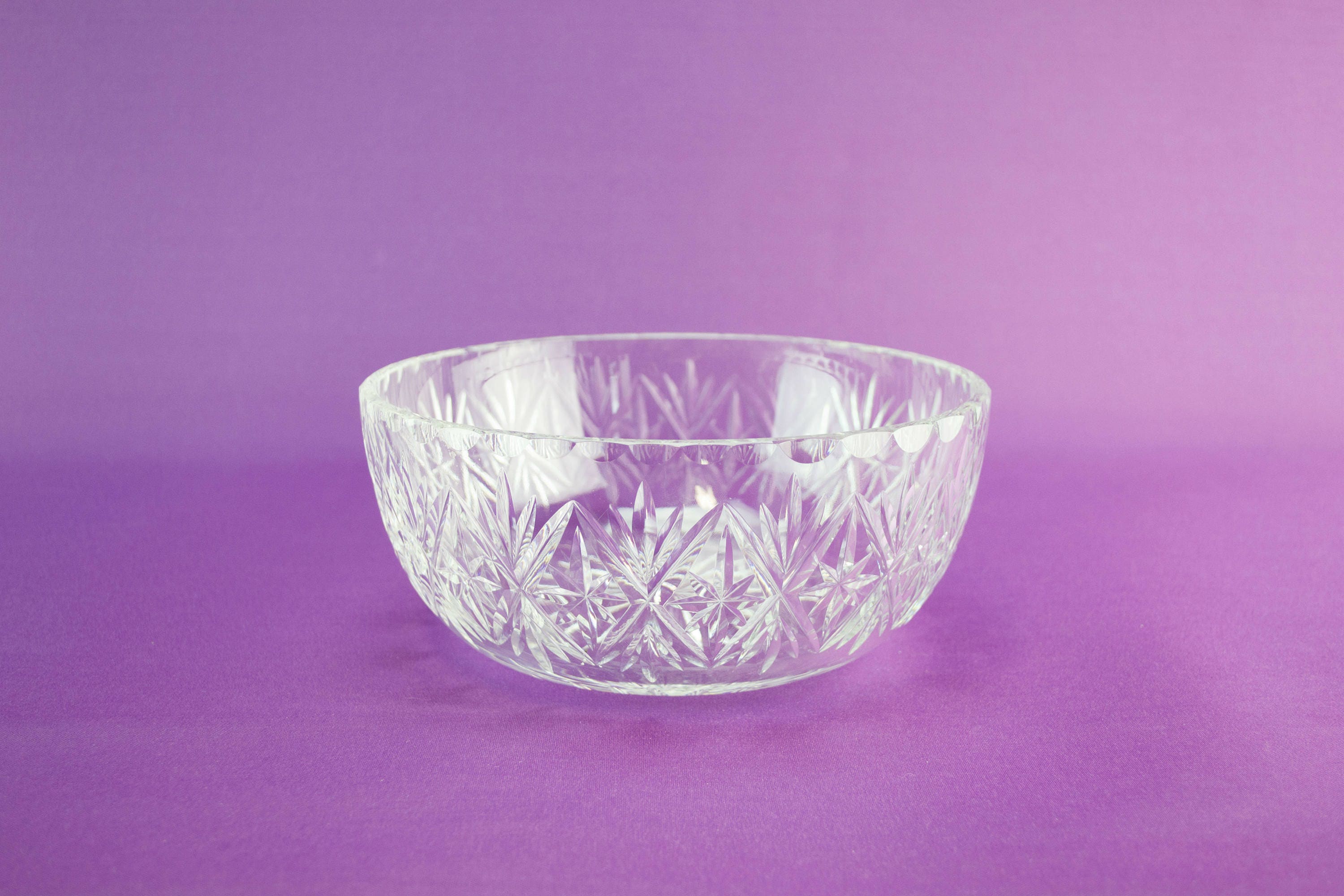 Edinburgh Crystal Cut Glass Fruit Bowl Heavy Vintage Scottish