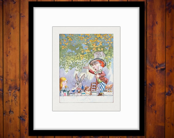 Printable Mad Hatter Tea Party Alice in Wonderland Image Download Digital Color Illustration Graphic Antique Clip Art HQ 300dpi No.2472